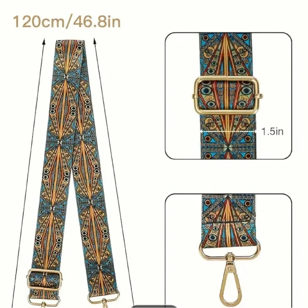 Bohemian Ethnic Nylon Portable Wide Shoulder Strap, Replacement Adjustable